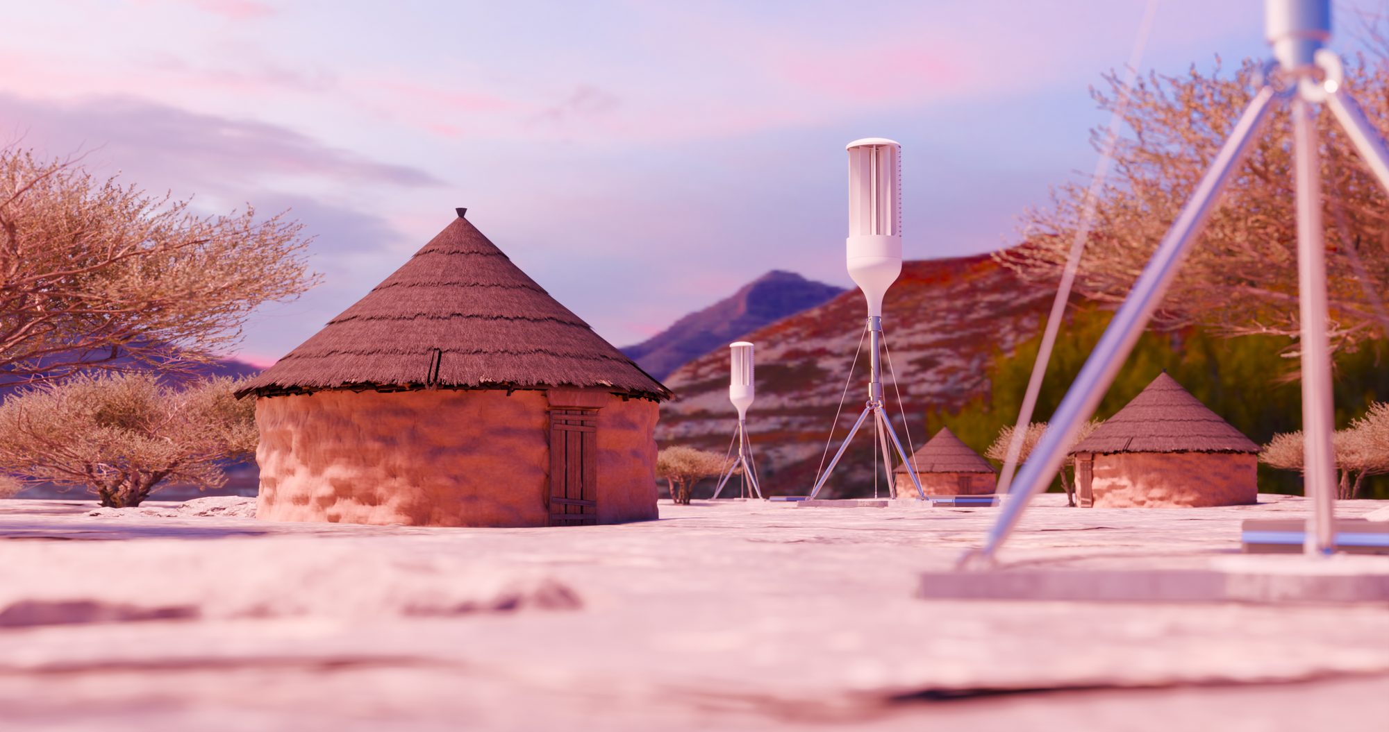 Blender render — the piece in an open landscape