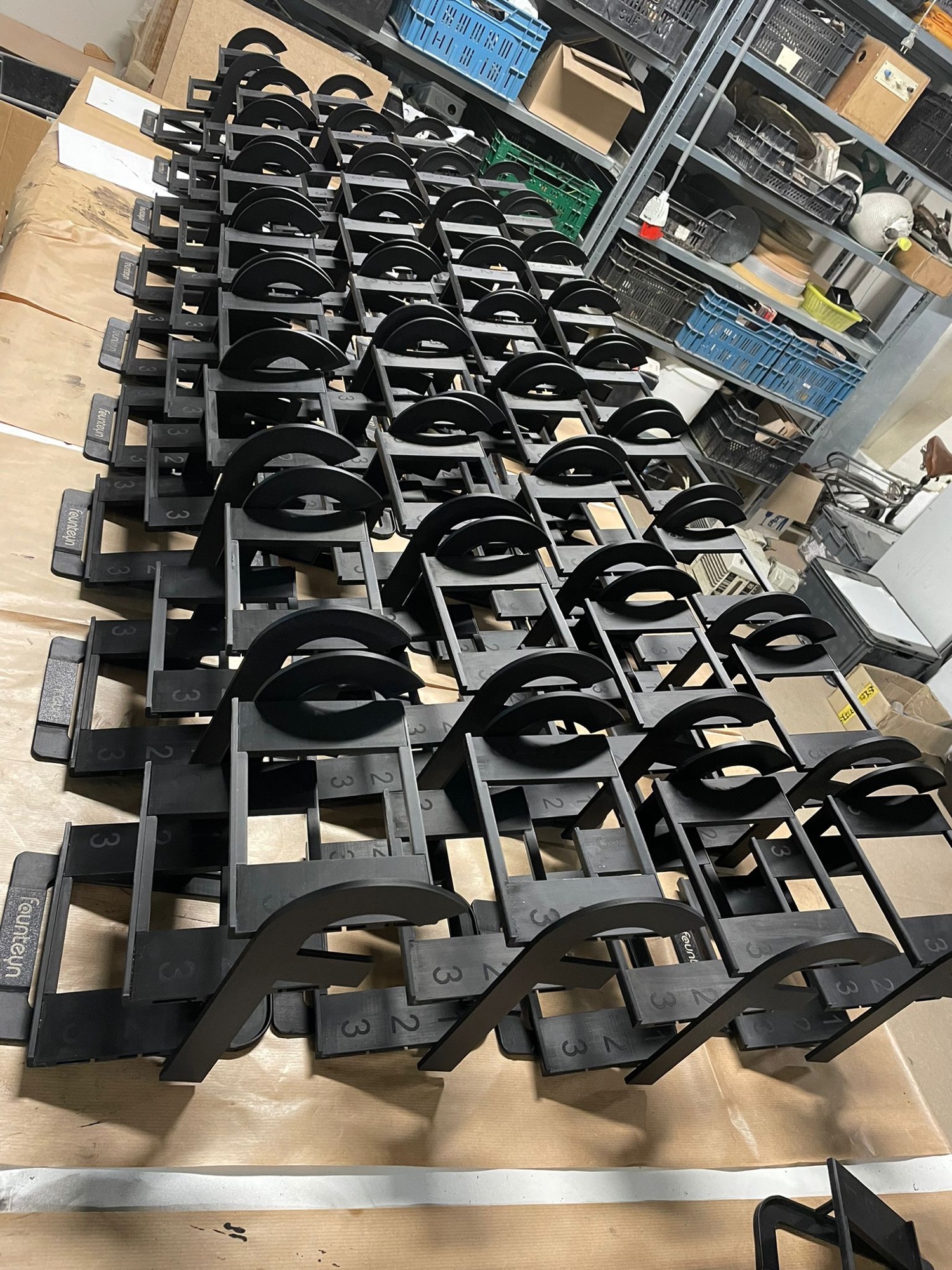 Rows of finished holders ready to ship