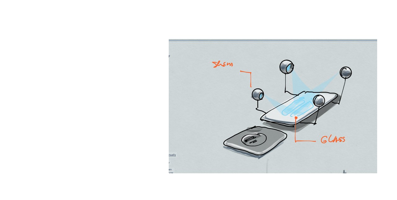 Scan plate sketch — glass surface with lens heads