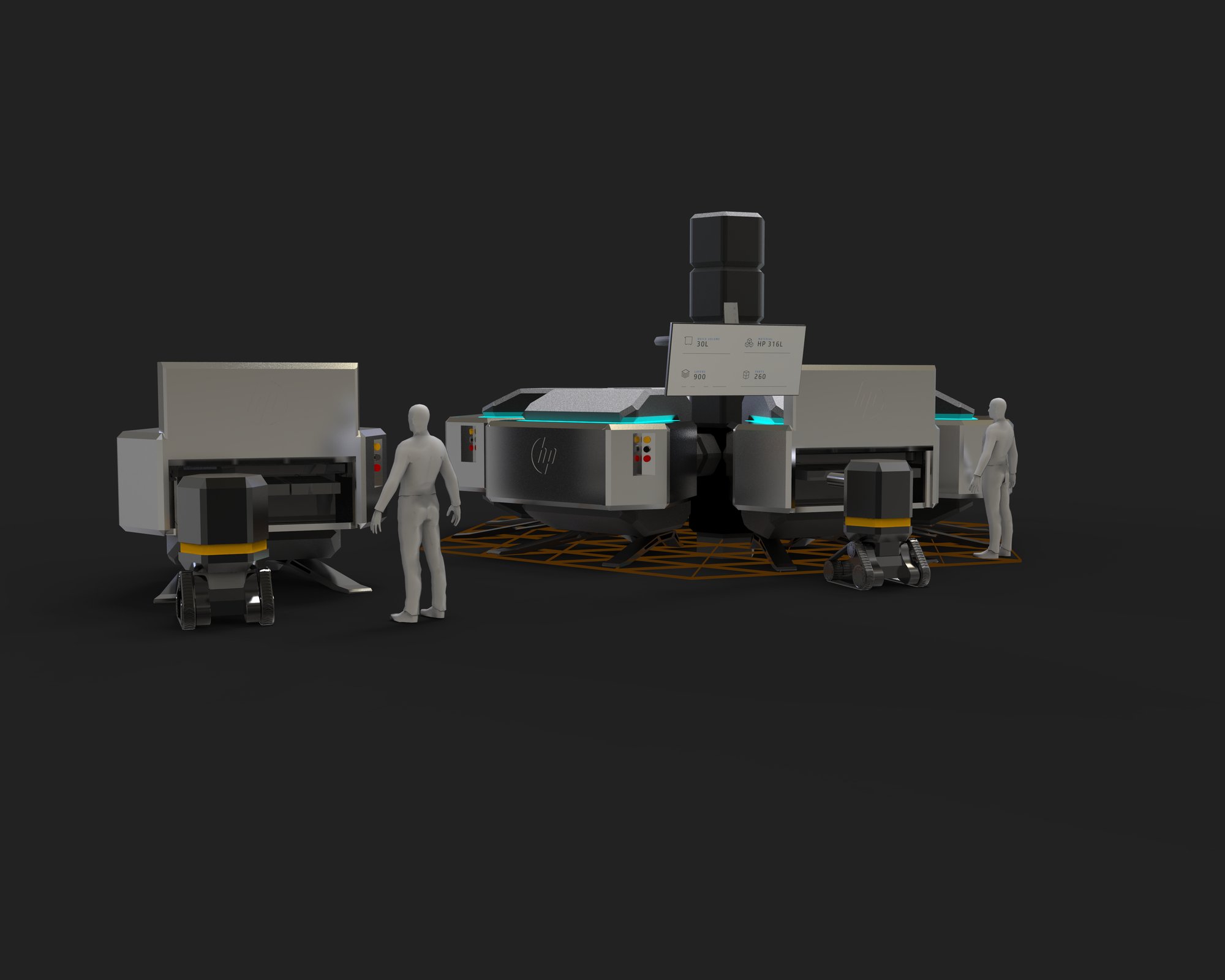 A single hive unit with operators at human scale