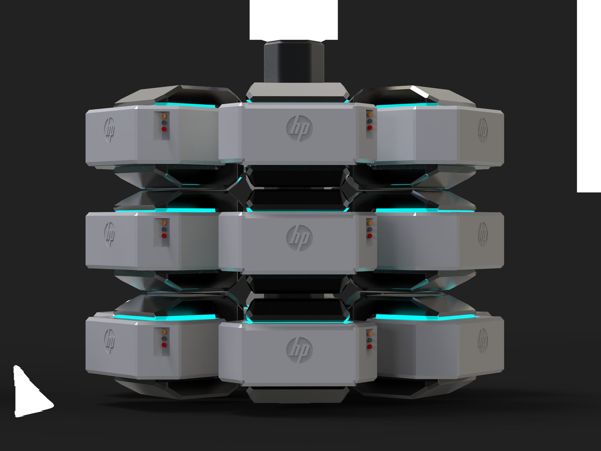 Eighteen cells stacked into a tower
