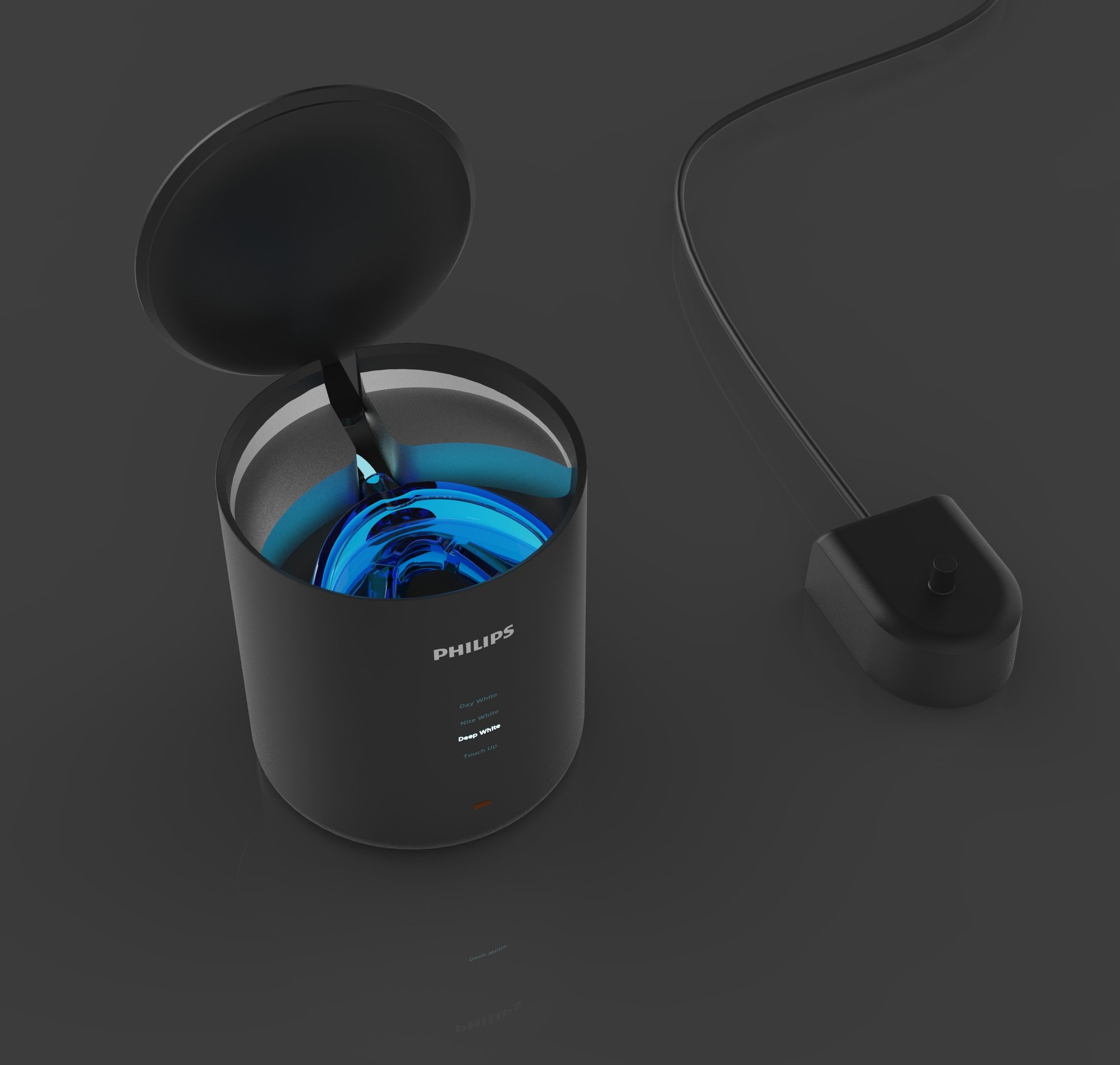 Sonicare whitening pod with glowing mouthpiece