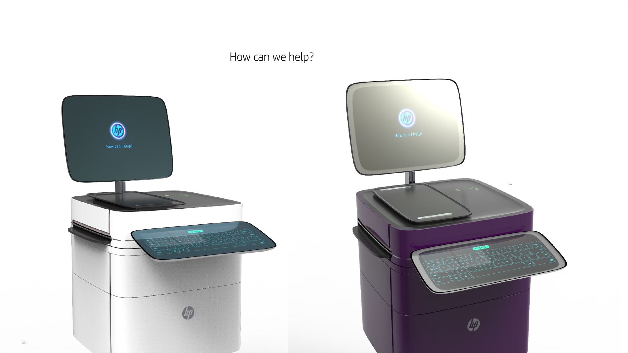 Two lobby cube printer units with touchscreens